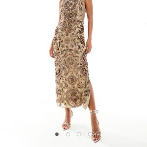 Elegant Gold Embellished Dress